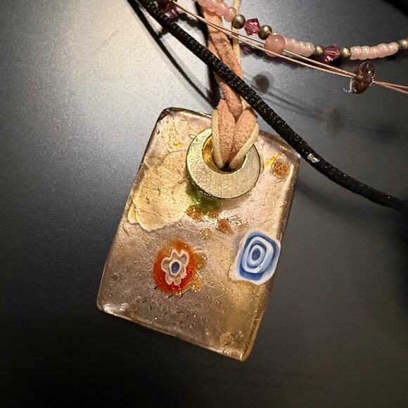 Bundle of Pink Pretty Floral Glass Necklaces - Picture 6 of 8